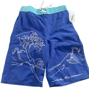 Old Navy Kids Blue Wave‎ Graphic Swim Trunks Shorts XL TG 14-16 UPF 50